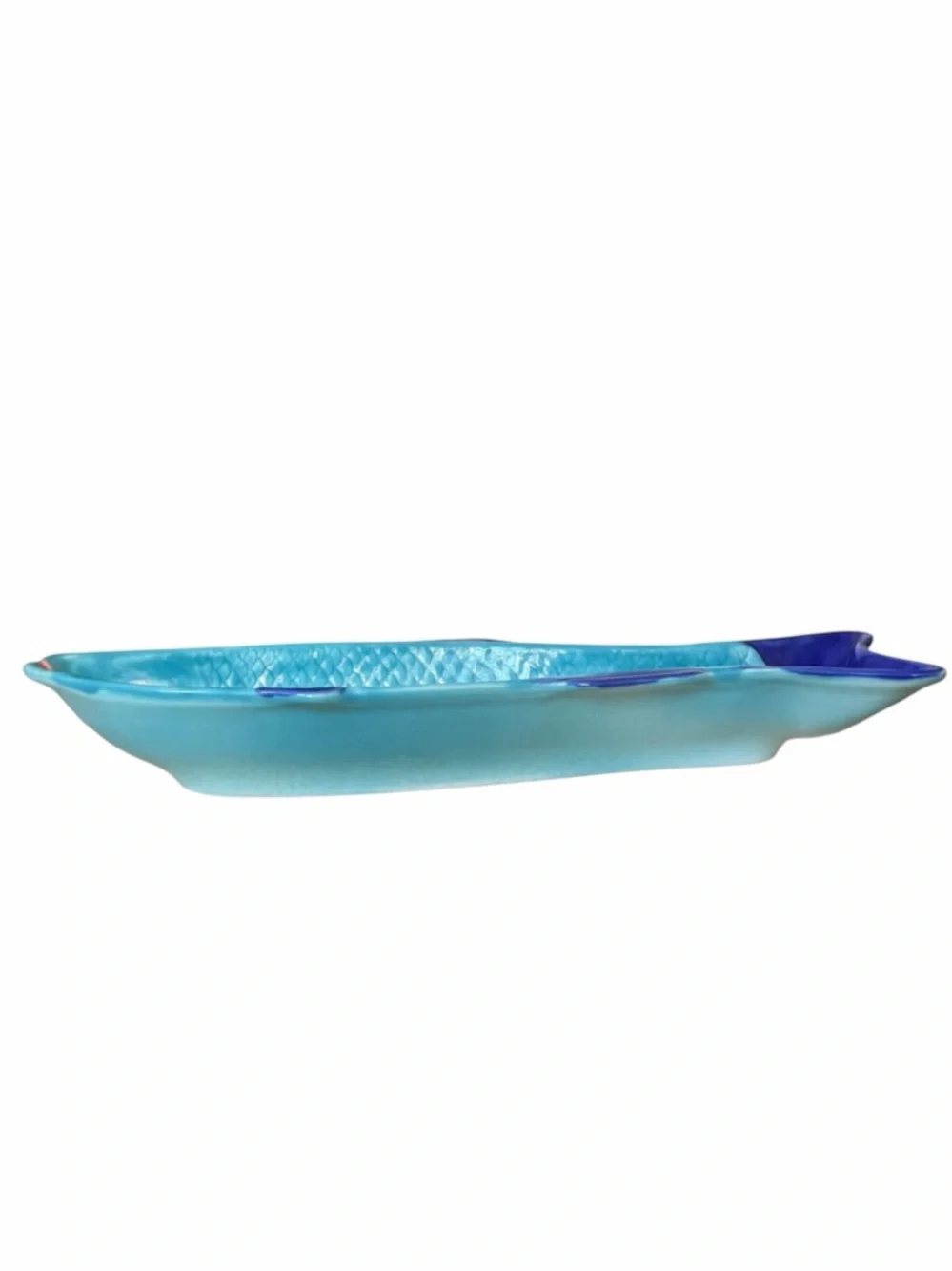 Vietri Italy Hand Painted Turquoise Blue Large 16” Ceramic Fish Serving Platter